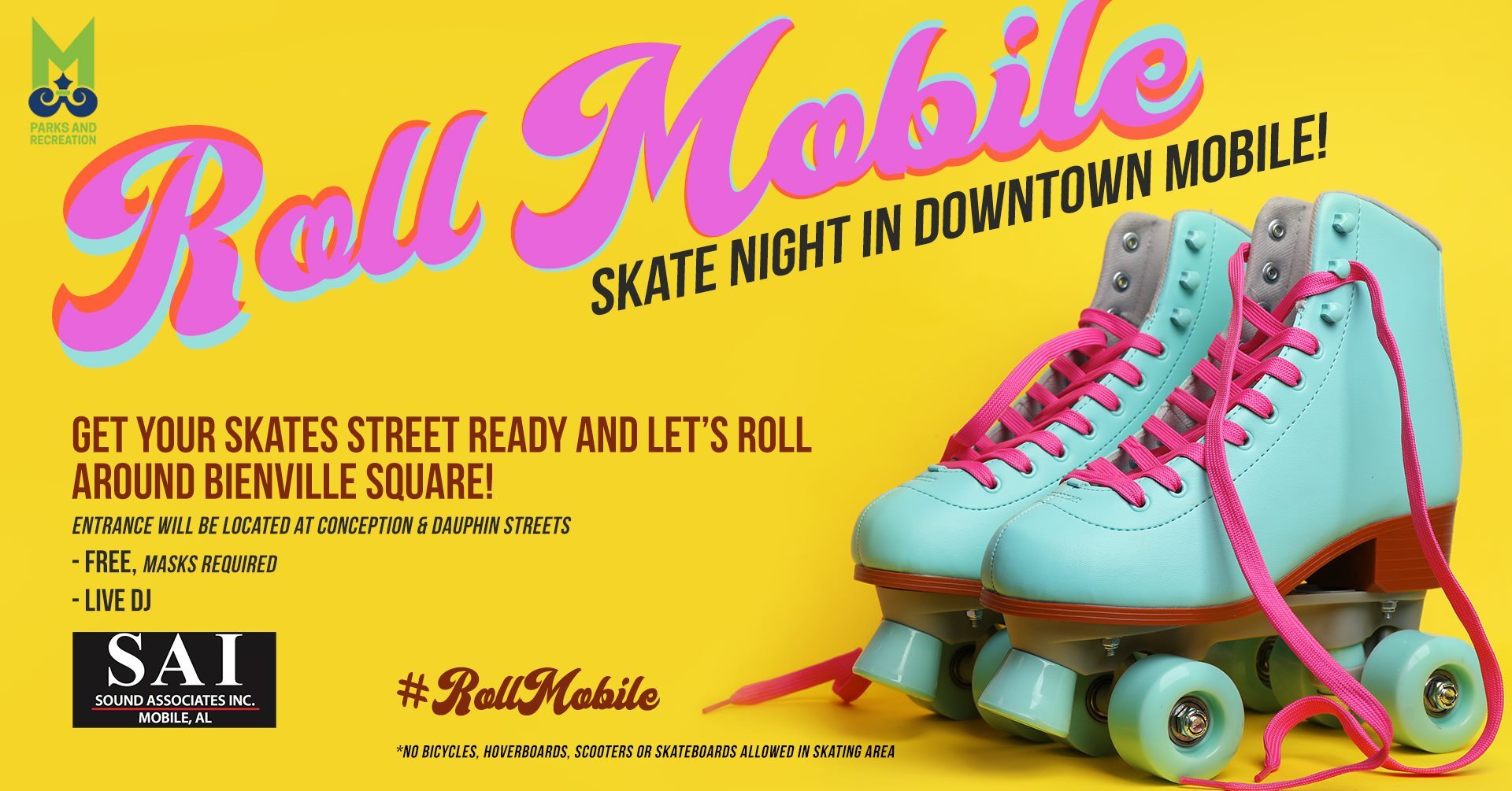 Roll Mobile Skate Night in Downtown Mobile For All Things Mobile, Eastern Shore and Gulf
